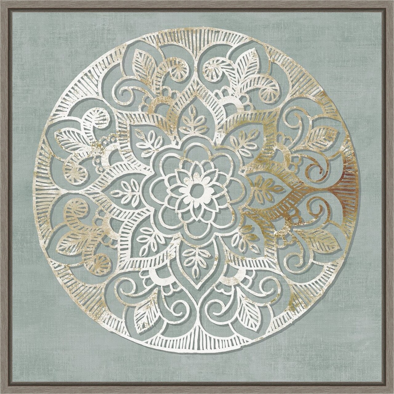 Encore (Mandala) by Aimee Wilson 16-in. W x 16-in. H. Canvas Wall Art Print Framed in Grey